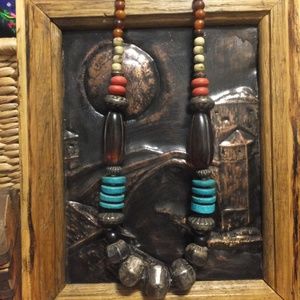Ethnic Boho Necklace w/ Genuine Large Silver Beads
